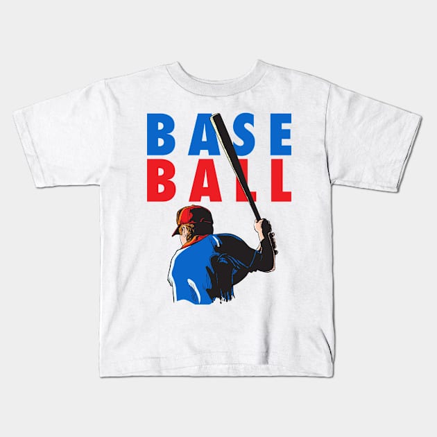 Baseball Player Kids T-Shirt by Mulyadi Walet